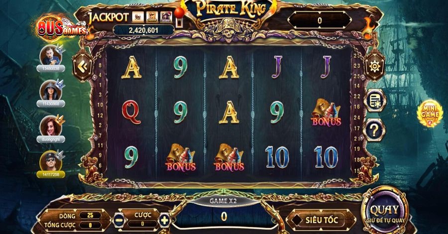 Chơi Pirate King 8US săn tiền thưởng khủng tại 8US 7 8US.VN Biểu tượng xuất hiện khi chơi Pirate King